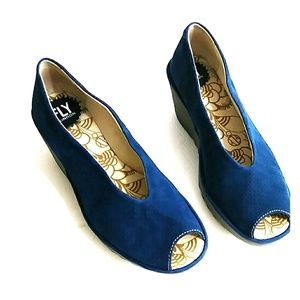 Fly London Royal Blue Yito Wedge Heel Size 38